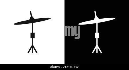 Cymbal icon logo sign vector outline in black and white color Stock Vector