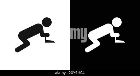 Floor cleaning man icon logo sign vector outline in black and white color Stock Vector