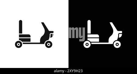 Electric wheelchair scooter icon logo sign vector outline in black and white color Stock Vector