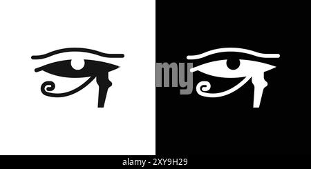 Eye of Horus Egypt Deity icon logo sign vector outline in black and white color Stock Vector