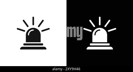 emergency fire siren icon logo sign vector outline in black and white color Stock Vector