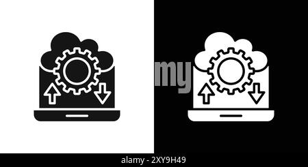 Data Migration icon logo sign vector outline in black and white color ...