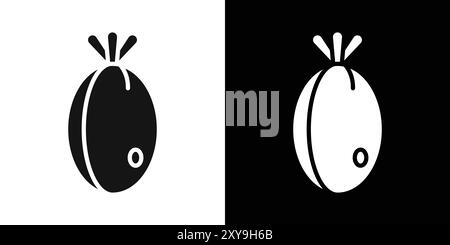 Feijoa icon logo sign vector outline in black and white color Stock Vector