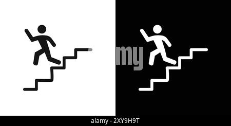 Downstairs icon logo sign vector outline in black and white color Stock Vector