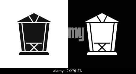 Gazebo icon logo sign vector outline in black and white color Stock Vector