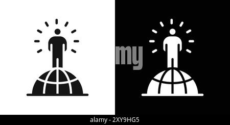 Global campaign icon logo sign vector outline in black and white color Stock Vector