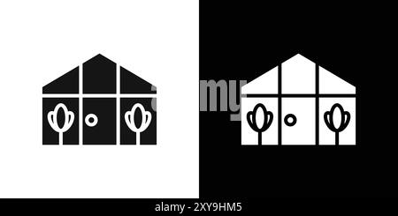 Greenhouse icon logo sign vector outline in black and white color Stock Vector