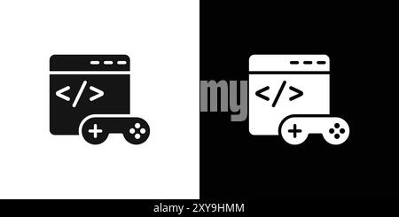 Game developing icon logo sign vector outline in black and white color Stock Vector