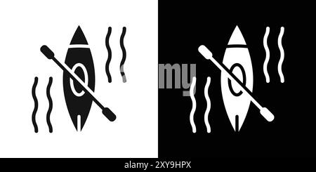 kayak icon logo sign vector outline in black and white color Stock Vector