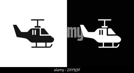 Helicopter icon logo sign vector outline in black and white color Stock Vector