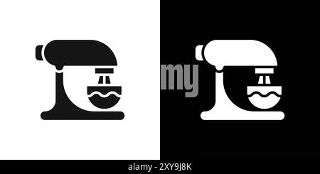 Mixer icon logo sign vector outline in black and white color Stock Vector
