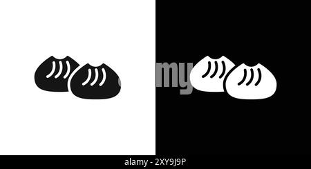 mantou icon logo sign vector outline in black and white color Stock Vector