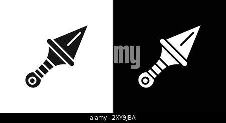 Kunai icon logo sign vector outline in black and white color Stock Vector