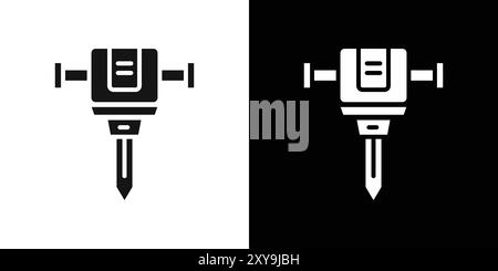 jack hammer icon logo sign vector outline in black and white color Stock Vector