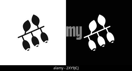 Jujube icon logo sign vector outline in black and white color Stock Vector
