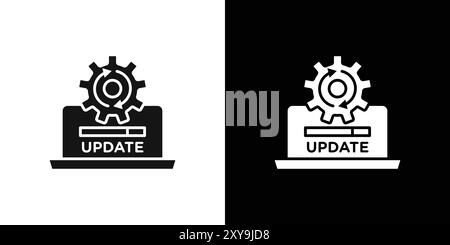 Loading process Update icon logo sign vector outline in black and white color Stock Vector