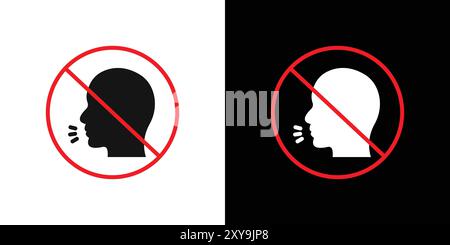 No Cough icon logo sign vector outline in black and white color Stock Vector