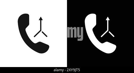 merge call icon logo sign vector outline in black and white color Stock Vector