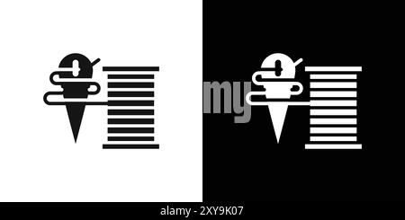 Needle, threads icon logo sign vector outline in black and white color Stock Vector