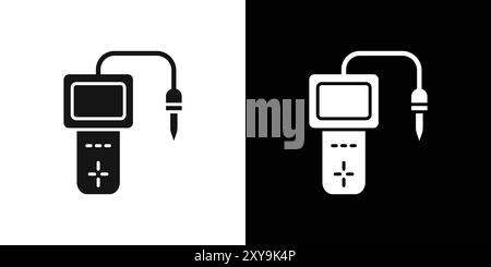 Ph Meter Icon logo sign vector outline in black and white color Stock Vector