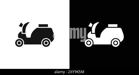 Scooter icon (2) logo sign vector outline in black and white color Stock Vector