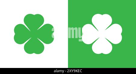 Saint patrick Leaf clover icon logo sign vector outline in black and white color Stock Vector