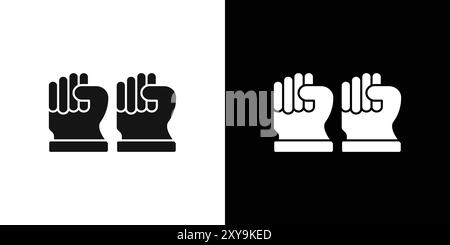 raised fists icon logo sign vector outline in black and white color Stock Vector