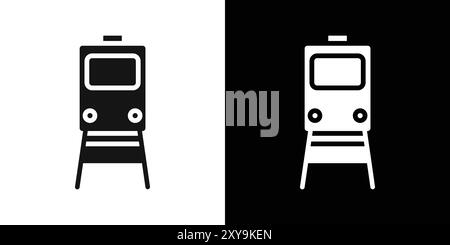 subway icon logo sign vector outline in black and white color Stock Vector