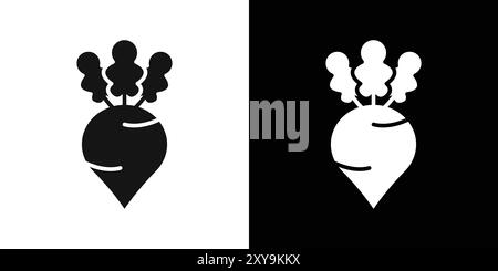 radish icon logo sign vector outline in black and white color Stock Vector