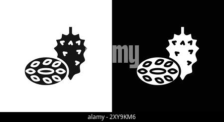 Soursop icon logo sign vector outline in black and white color Stock Vector