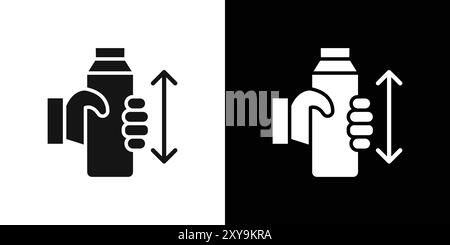 Shake well icon logo sign vector outline in black and white color Stock Vector