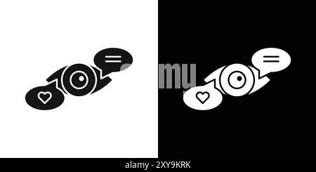 Viewable Impression icon logo sign vector outline in black and white color Stock Vector
