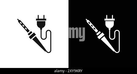 Soldering iron icon logo sign vector outline in black and white color Stock Vector