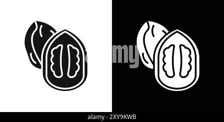 Walnut icon logo sign vector outline in black and white color Stock Vector
