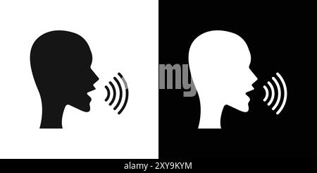 Voice recognition icon logo sign vector outline in black and white color Stock Vector