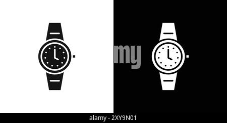Wristwatch icon logo sign vector outline in black and white color Stock Vector