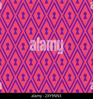 Alice in Wonderland seamless pattern keyhole Stock Vector