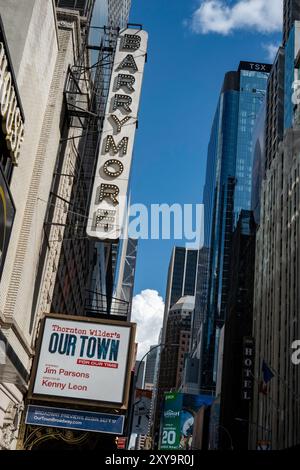 Ethel Barrymore Theatre Marquee in Times Square featuring 'Our Town', NYC  2024 Stock Photo