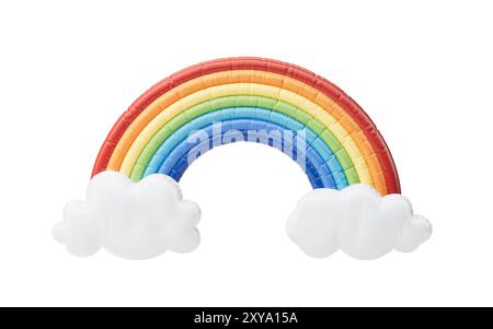 Inflatable cartoon style rainbow balloon, 3d rendering. 3D illustration. Stock Photo