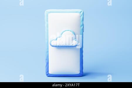 Inflatable cell phone and cloud balloon, 3d rendering. 3D illustration. Stock Photo