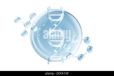 DNA with biological concept, 3d rendering. 3D illustration. Stock Photo