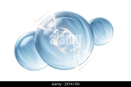 DNA with biological concept, 3d rendering. 3D illustration. Stock Photo