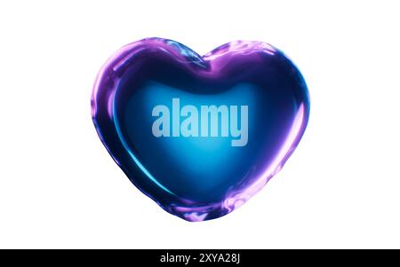 Soft heart balloon with neon style, 3d rendering. 3D illustration. Stock Photo