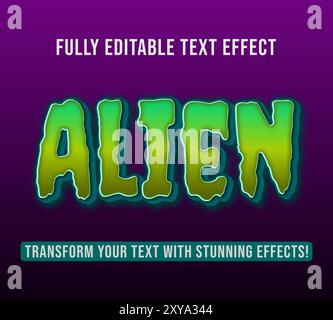 Editable text effects with Alien theme, Customizable and Ready to Use. Stock Vector
