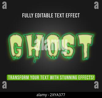Editable text effects with Ghost theme, Customizable and Ready to Use. Stock Vector