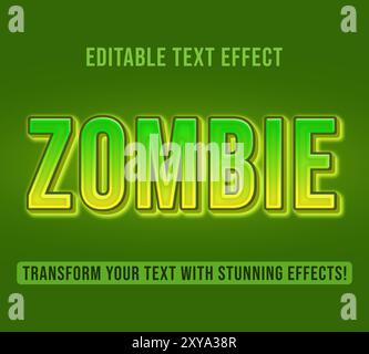 Editable text effects with Zombie theme, Customizable and Ready to Use. Stock Vector