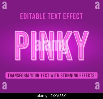Editable text effects with 3d pink neon theme, Customizable and Ready to Use. Stock Vector
