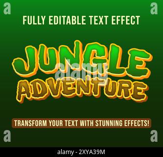 Editable text effects with Jungle Adventure theme, Customizable and Ready to Use. Stock Vector