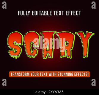 Editable text effects with Scary theme, Customizable and Ready to Use. Stock Vector