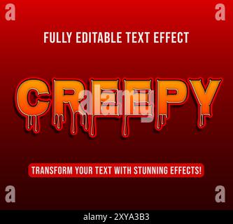 Editable text effects with Creepy theme, Customizable and Ready to Use. Stock Vector
